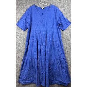 Orientique Naturally Australian Large UK 15 Blue  Dress Short Sleeve Cotton